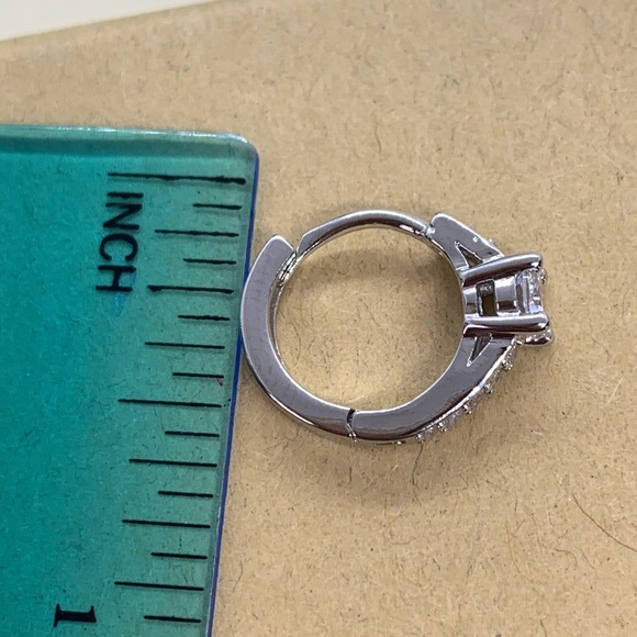 🌟 Sterling Silver Huggie Hoop CZ Earrings - Picture 5 of 5